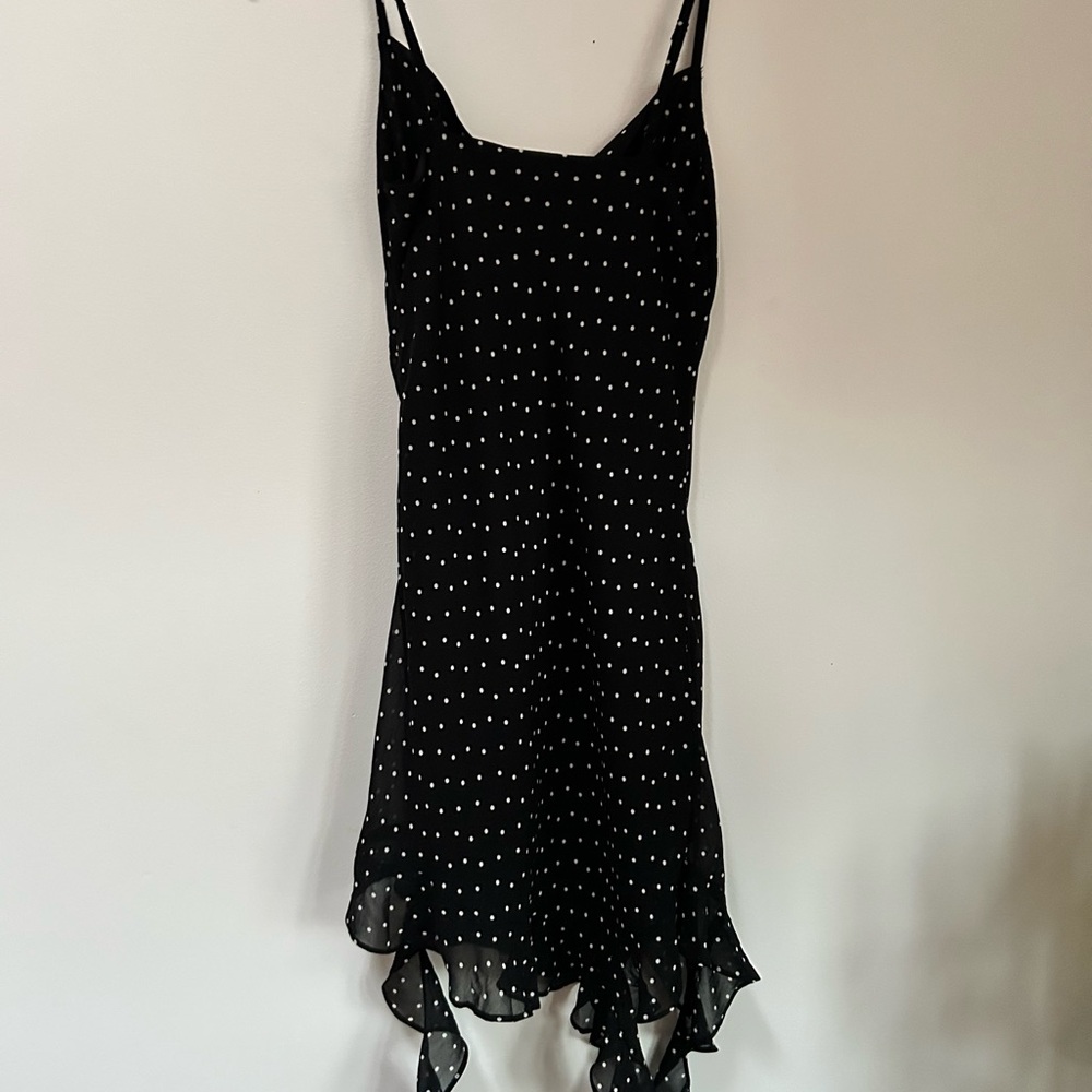 SOLD-Elegant Black Polka Dot Dress